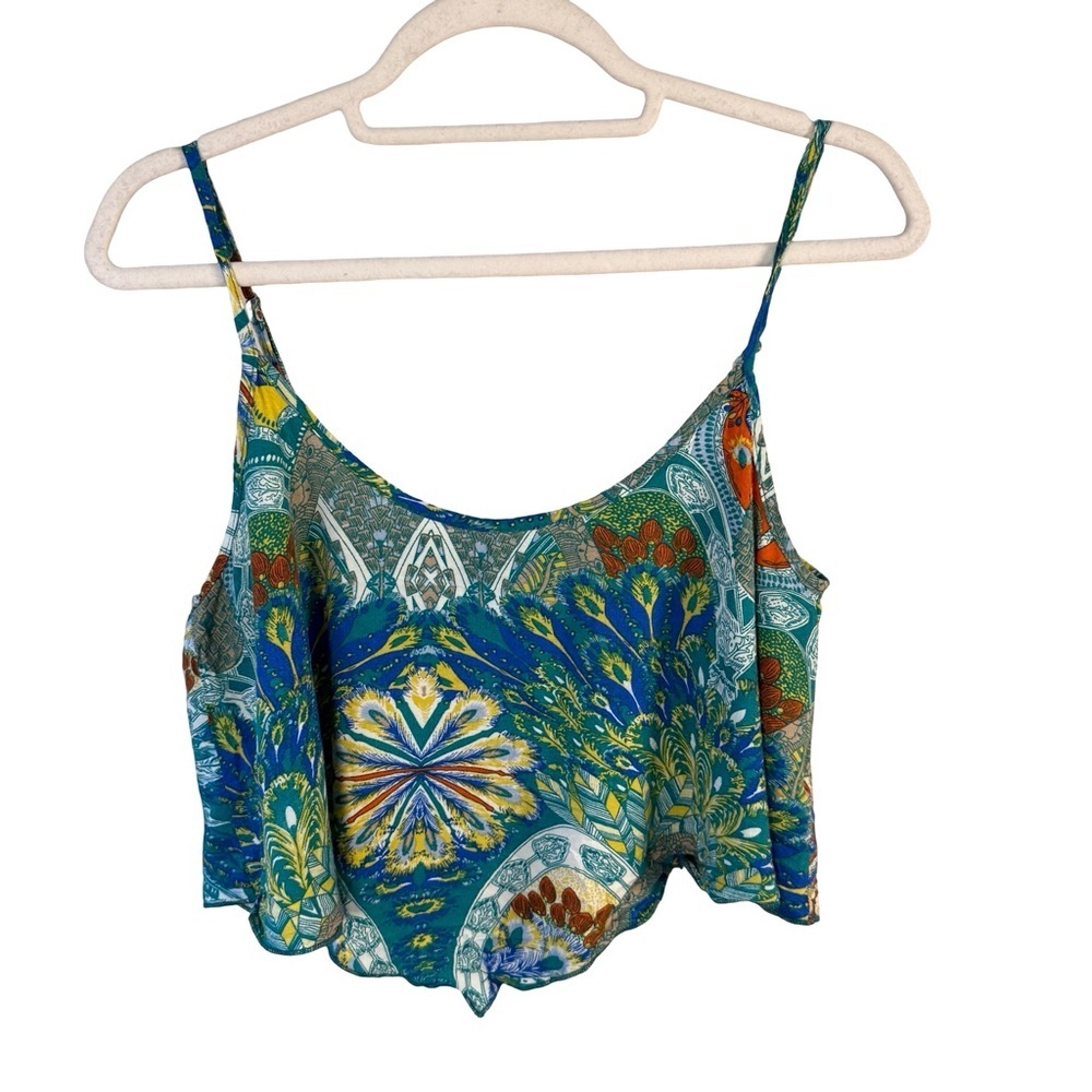 QED London Multicolor Tropical Crop Top Size M Festival Y2K Boho Coastal